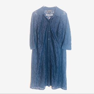 LANE BRYANT Navy Blue Lace Shirt Dress with Cami